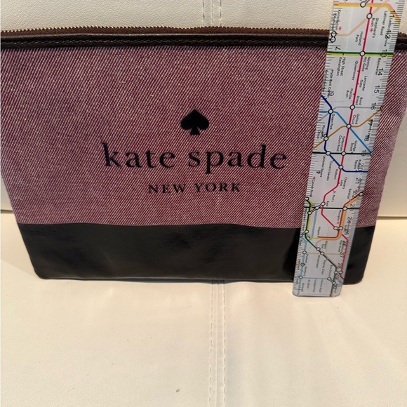 Kate Spade Ash St. Logo Large Tassel Pouch Purple Canvas - Picture 4 of 5